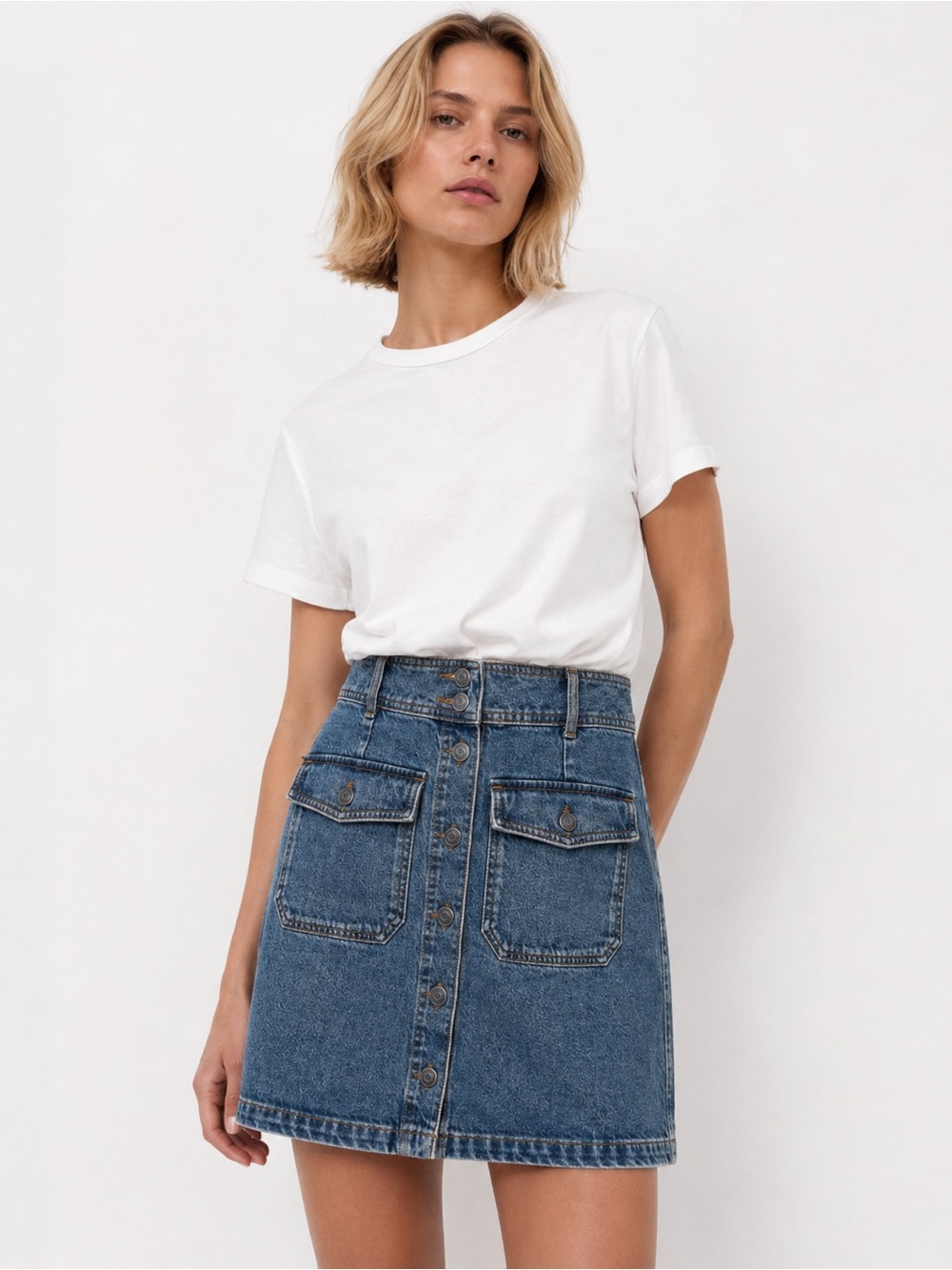 Contemporaine Denim Skirt with Pockets